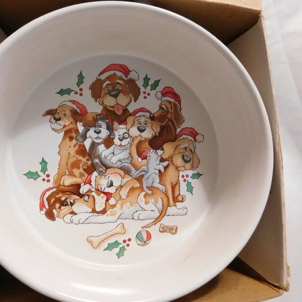 CELEBRATIONS BY SILVESTRI HOLIDAY DOG BOWL AUDREY HEFFNER